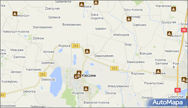 mapa Sławoszewek, Sławoszewek na mapie Targeo