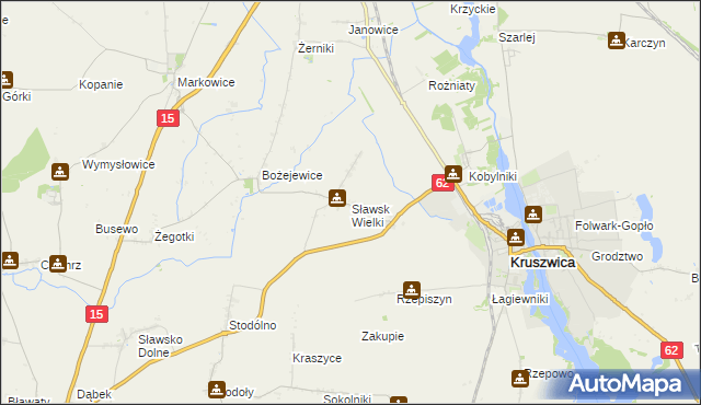 mapa Sławsk Wielki, Sławsk Wielki na mapie Targeo