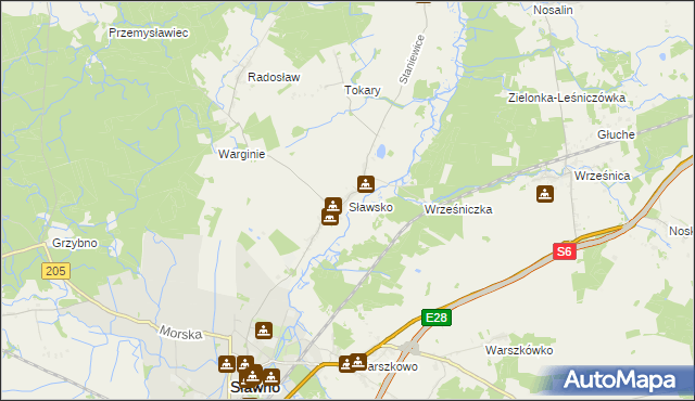 mapa Sławsko, Sławsko na mapie Targeo