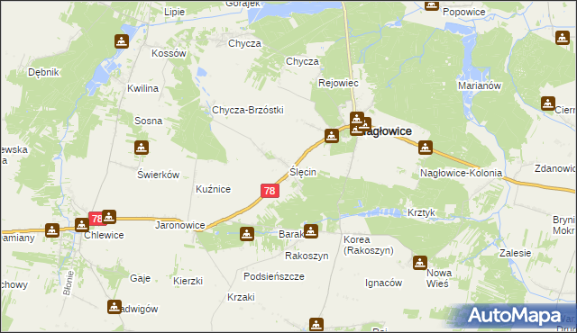 mapa Ślęcin, Ślęcin na mapie Targeo