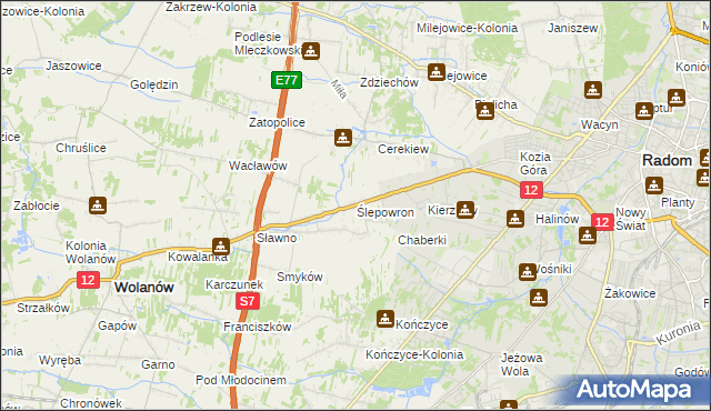 mapa Ślepowron, Ślepowron na mapie Targeo