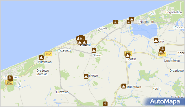 mapa Śliwin, Śliwin na mapie Targeo
