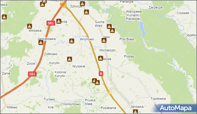 mapa Słoboda gmina Raczki, Słoboda gmina Raczki na mapie Targeo