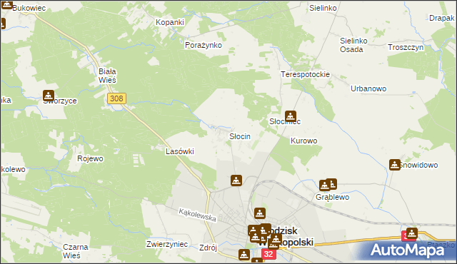 mapa Słocin, Słocin na mapie Targeo