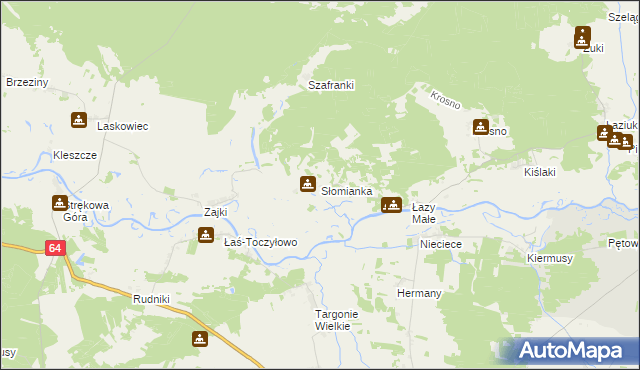 mapa Słomianka gmina Tykocin, Słomianka gmina Tykocin na mapie Targeo