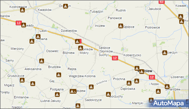 mapa Słomków Suchy, Słomków Suchy na mapie Targeo