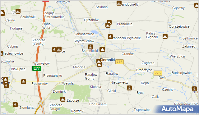 mapa Słomniki, Słomniki na mapie Targeo