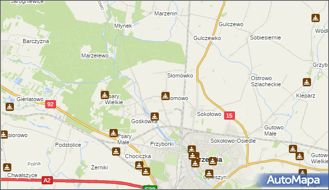 mapa Słomowo gmina Września, Słomowo gmina Września na mapie Targeo