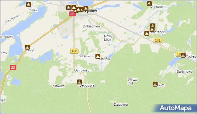 mapa Słonów, Słonów na mapie Targeo