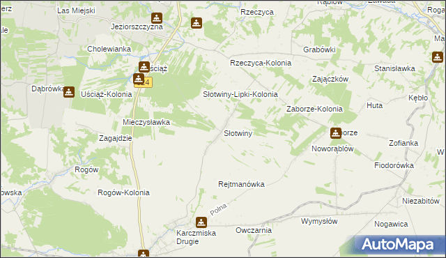 mapa Słotwiny gmina Karczmiska, Słotwiny gmina Karczmiska na mapie Targeo