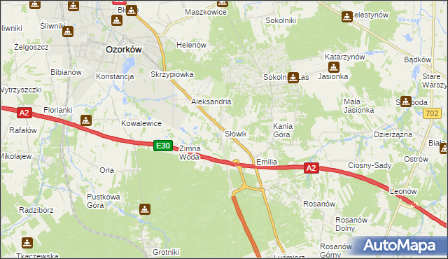 mapa Słowik gmina Zgierz, Słowik gmina Zgierz na mapie Targeo