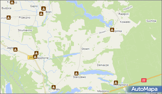 mapa Słowin, Słowin na mapie Targeo