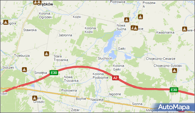 mapa Słuchocin, Słuchocin na mapie Targeo