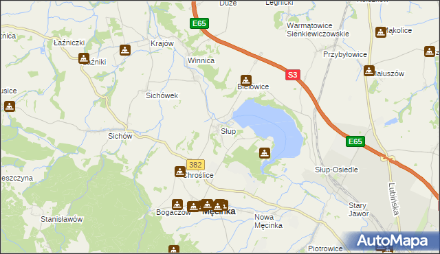 mapa Słup gmina Męcinka, Słup gmina Męcinka na mapie Targeo