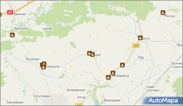 mapa Słupia gmina Debrzno, Słupia gmina Debrzno na mapie Targeo