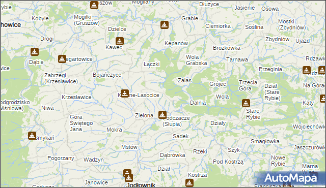 mapa Słupia gmina Jodłownik, Słupia gmina Jodłownik na mapie Targeo