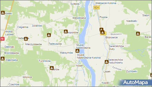 mapa Słupia Nadbrzeżna, Słupia Nadbrzeżna na mapie Targeo