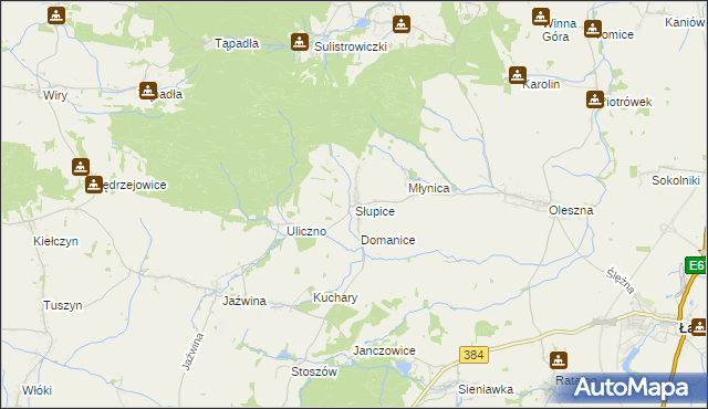 mapa Słupice gmina Łagiewniki, Słupice gmina Łagiewniki na mapie Targeo