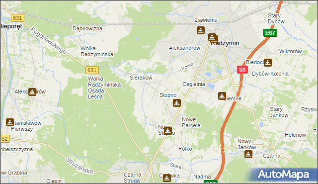 mapa Słupno gmina Radzymin, Słupno gmina Radzymin na mapie Targeo