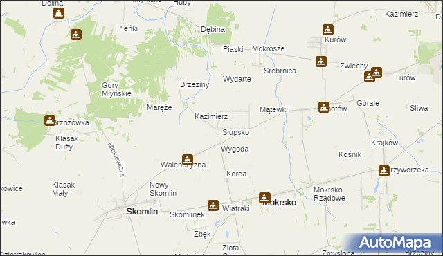 mapa Słupsko gmina Mokrsko, Słupsko gmina Mokrsko na mapie Targeo