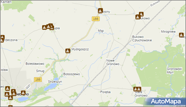 mapa Służewo gmina Debrzno, Służewo gmina Debrzno na mapie Targeo