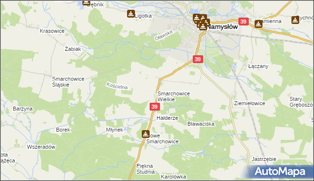 mapa Smarchowice Wielkie, Smarchowice Wielkie na mapie Targeo