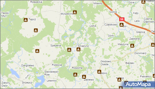 mapa Smażyno, Smażyno na mapie Targeo