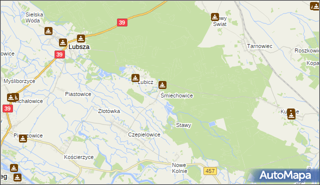 mapa Śmiechowice gmina Lubsza, Śmiechowice gmina Lubsza na mapie Targeo