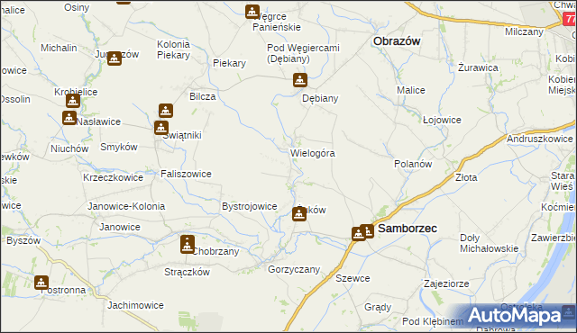 mapa Śmiechowice gmina Samborzec, Śmiechowice gmina Samborzec na mapie Targeo