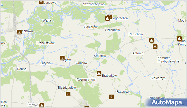 mapa Śmiełów, Śmiełów na mapie Targeo