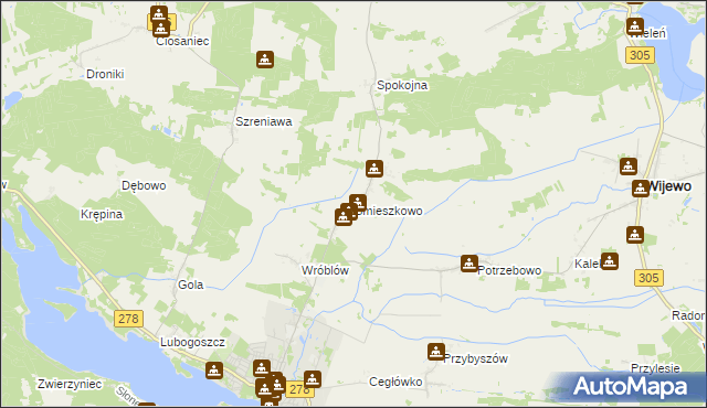 mapa Śmieszkowo gmina Sława, Śmieszkowo gmina Sława na mapie Targeo