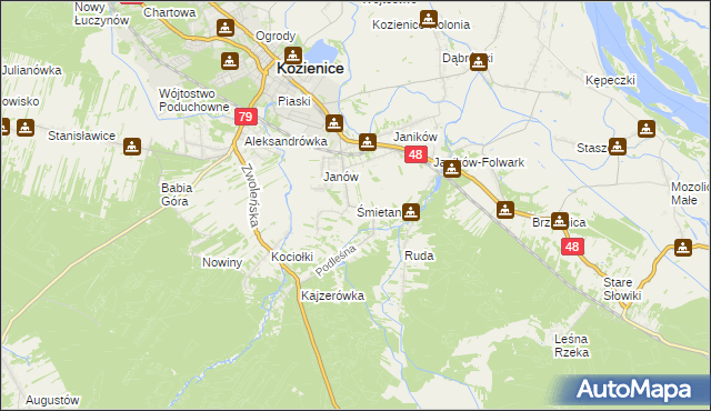 mapa Śmietanki, Śmietanki na mapie Targeo