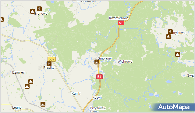 mapa Smolajny, Smolajny na mapie Targeo