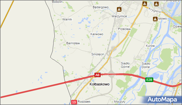 mapa Smolęcin gmina Kołbaskowo, Smolęcin gmina Kołbaskowo na mapie Targeo