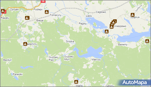 mapa Smoleń gmina Gietrzwałd, Smoleń gmina Gietrzwałd na mapie Targeo