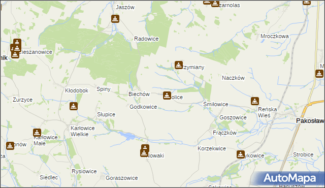 mapa Smolice gmina Pakosławice, Smolice gmina Pakosławice na mapie Targeo