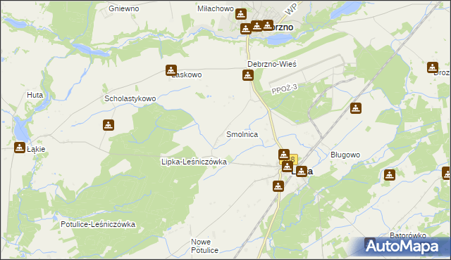 mapa Smolnica gmina Lipka, Smolnica gmina Lipka na mapie Targeo