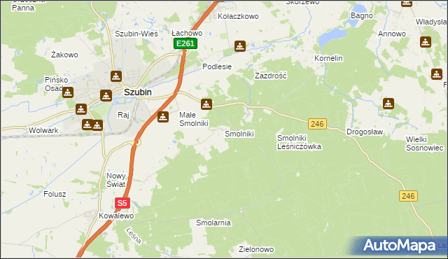 mapa Smolniki gmina Szubin, Smolniki gmina Szubin na mapie Targeo