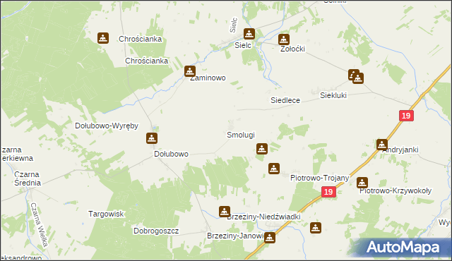 mapa Smolugi, Smolugi na mapie Targeo