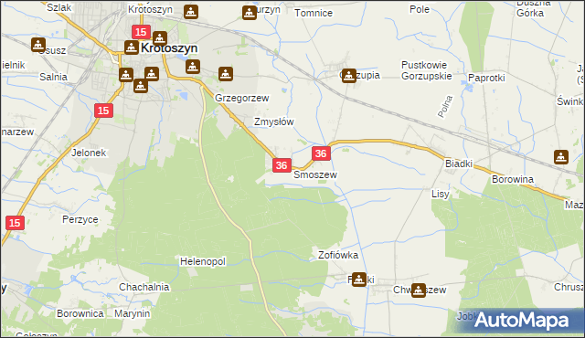 mapa Smoszew, Smoszew na mapie Targeo