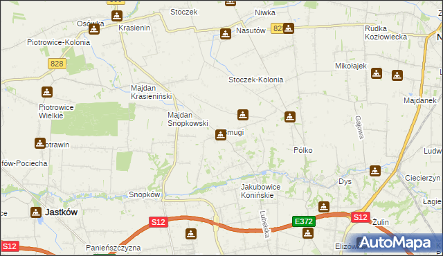 mapa Smugi gmina Jastków, Smugi gmina Jastków na mapie Targeo