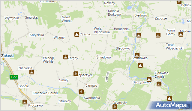 mapa Śniadowo gmina Zakroczym, Śniadowo gmina Zakroczym na mapie Targeo