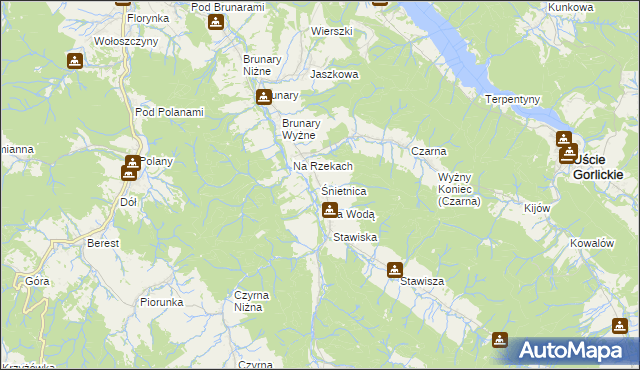 mapa Śnietnica, Śnietnica na mapie Targeo