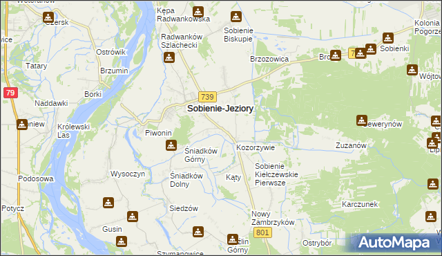 mapa Sobienie Kiełczewskie Drugie, Sobienie Kiełczewskie Drugie na mapie Targeo