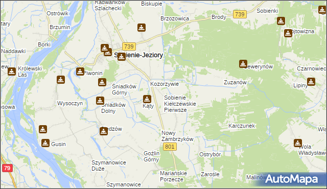 mapa Sobienie Kiełczewskie Pierwsze, Sobienie Kiełczewskie Pierwsze na mapie Targeo