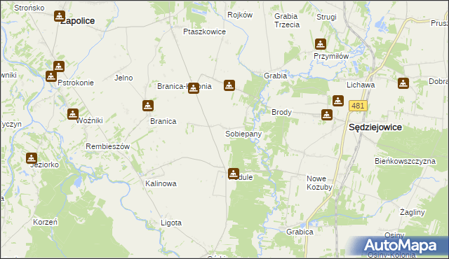 mapa Sobiepany, Sobiepany na mapie Targeo