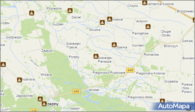 mapa Sobiesęki Pierwsze, Sobiesęki Pierwsze na mapie Targeo