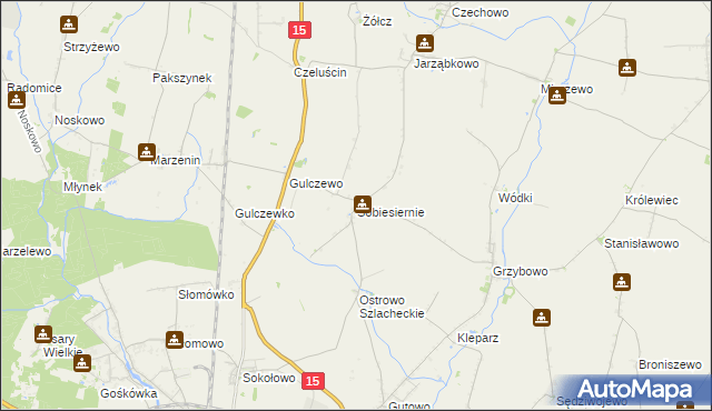 mapa Sobiesiernie gmina Września, Sobiesiernie gmina Września na mapie Targeo