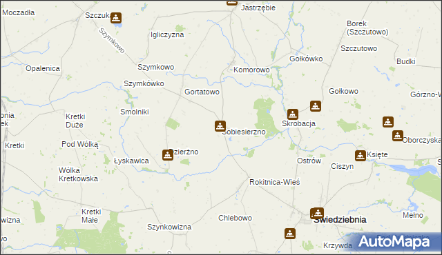 mapa Sobiesierzno, Sobiesierzno na mapie Targeo