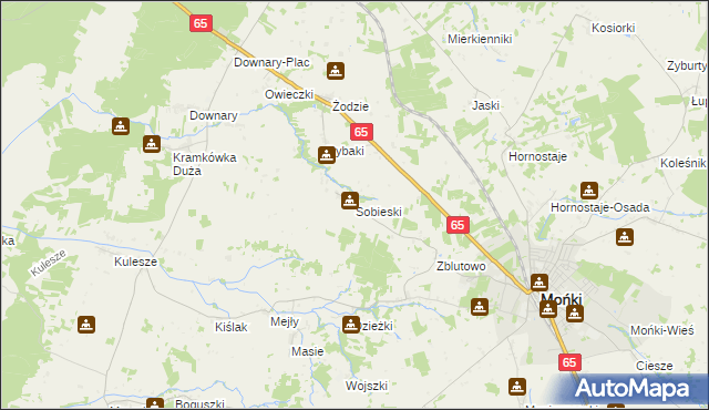 mapa Sobieski gmina Mońki, Sobieski gmina Mońki na mapie Targeo